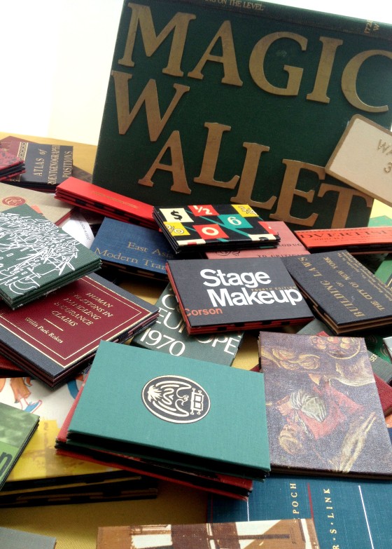 These wallets are made from vintage book covers. How cool is that?