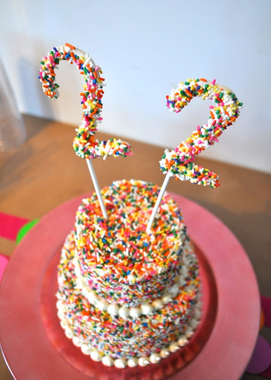 I even made some white chocolate 2s covered in sprinkles for a cake topper.